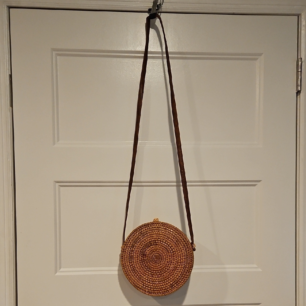 Brown Woven Crossbody Bag